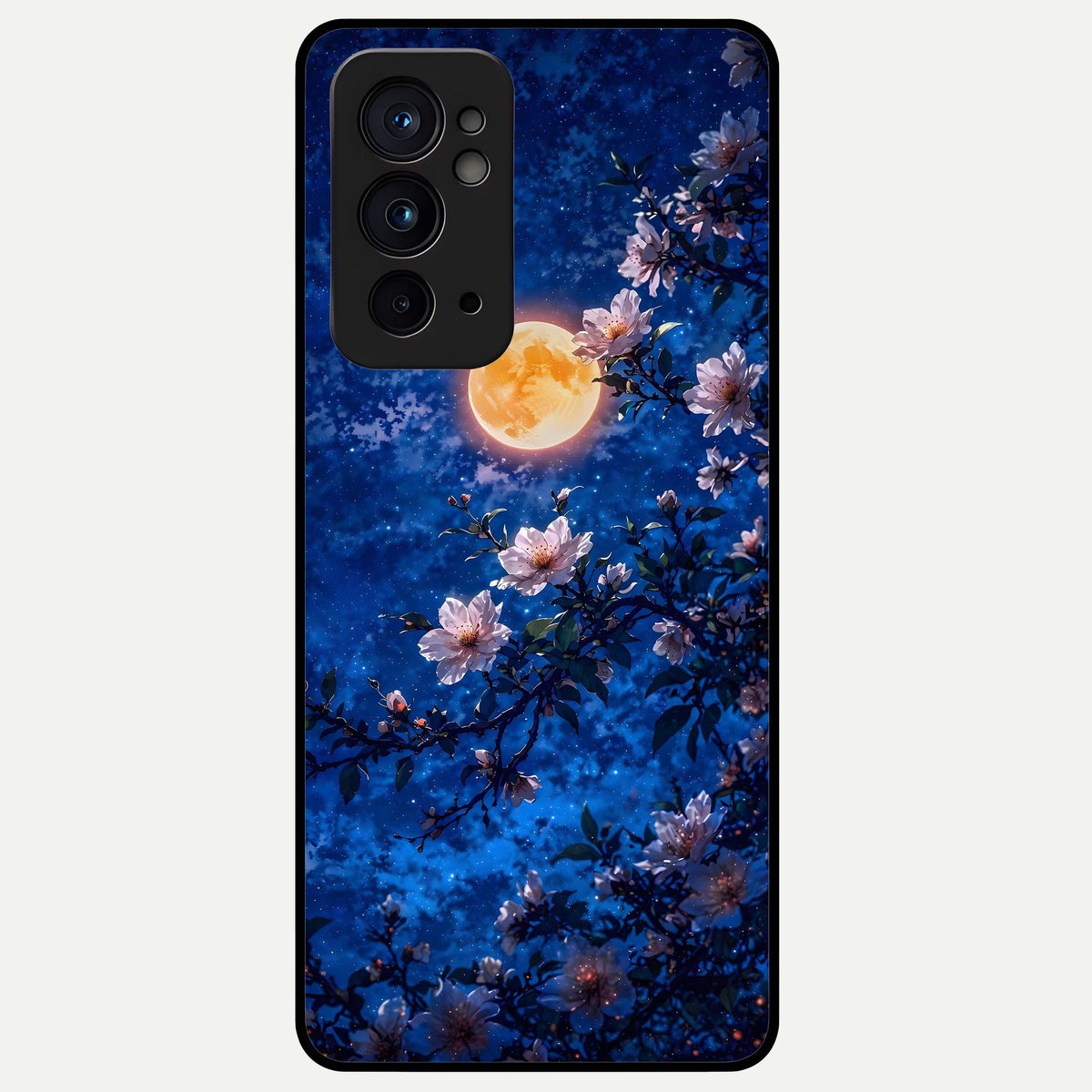  Moonlit Blossoms Night Glass Case For OnePlus 9RT back cover – full design glossy printed glass finish