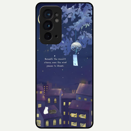  Moonlit Cat Silence Glass Case For OnePlus 9RT back cover – full design glossy printed glass finish