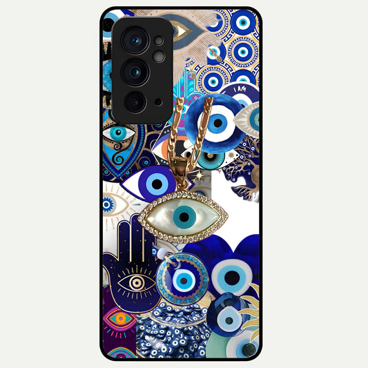  Mystic Charm Eye Glass Case For OnePlus 9RT back cover – full design glossy printed glass finish