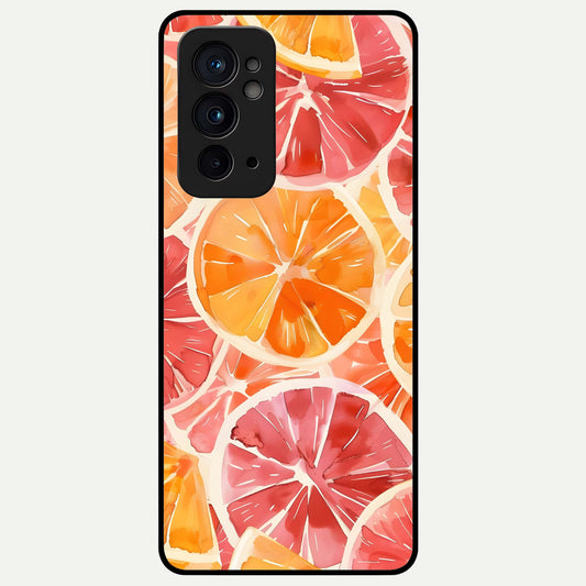  Orange Fruits Pattern Glass Case For OnePlus 9RT back cover – full design glossy printed glass finish