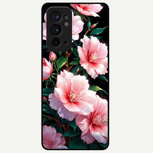  Peach Flower Glass Case For OnePlus 9RT back cover – full design glossy printed glass finish