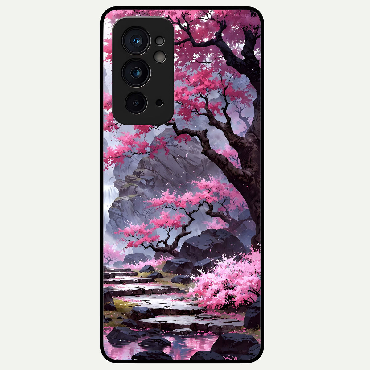  Pink Sunflower Glow Glass Case For OnePlus 9RT back cover – full design glossy printed glass finish