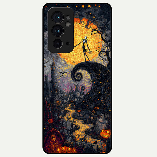  Pumpkin Moonlight Tale Glass Case For OnePlus 9RT back cover – full design glossy printed glass finish