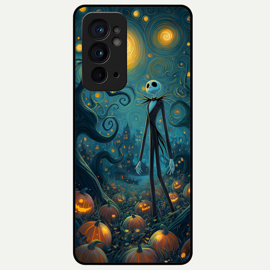  Pumpkin Moon Night Glass Case For OnePlus 9RT back cover – full design glossy printed glass finish