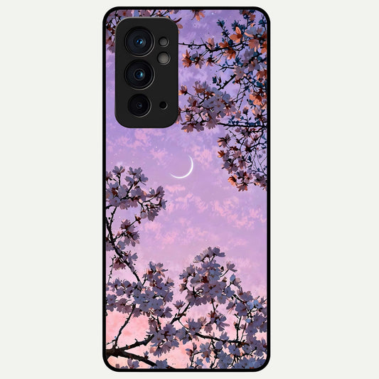 Purple Serenity Moon Glass Case For OnePlus 9RT back cover – full design glossy printed glass finish