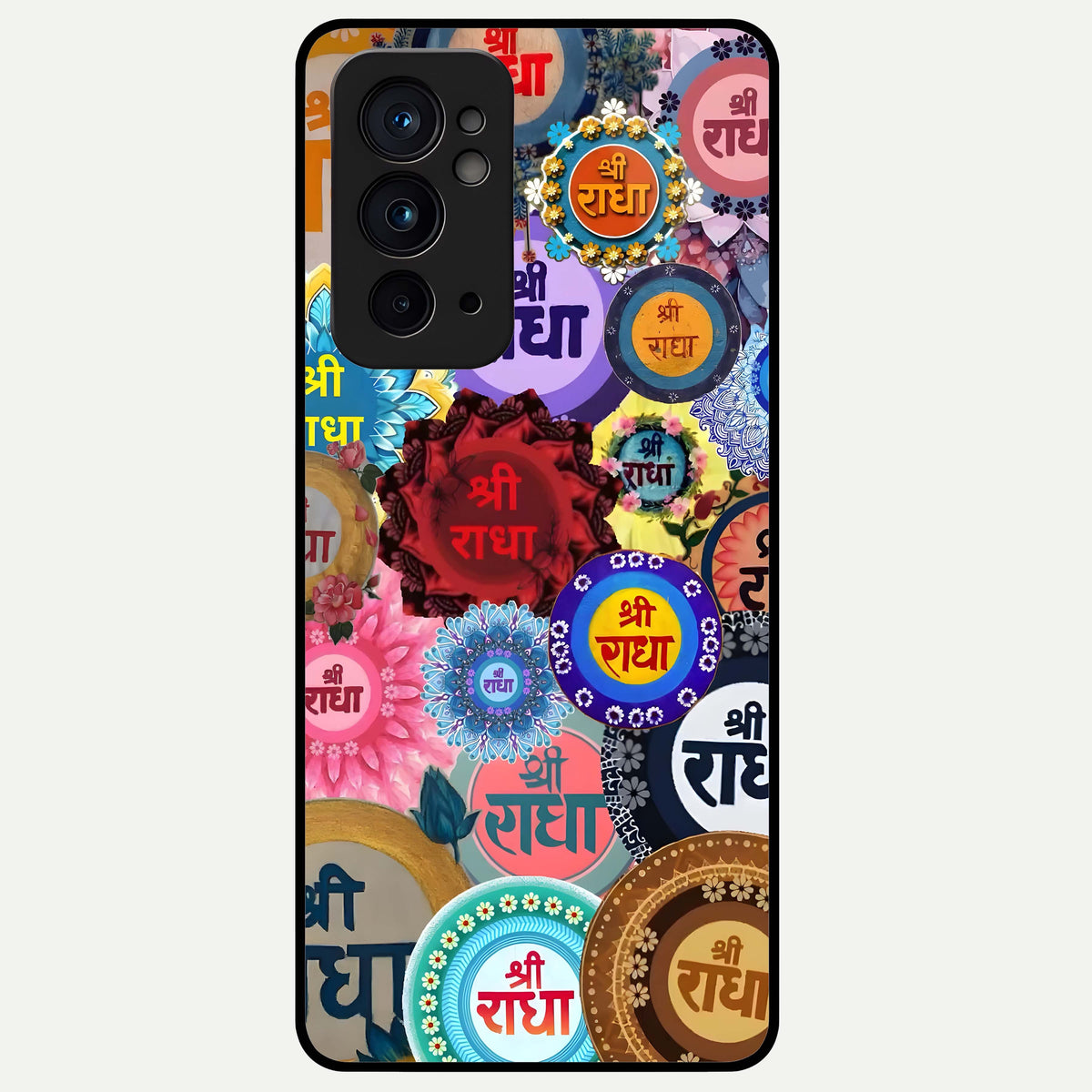  Radha Divine Bloom Glass Case For OnePlus 9RT back cover – full design glossy printed glass finish