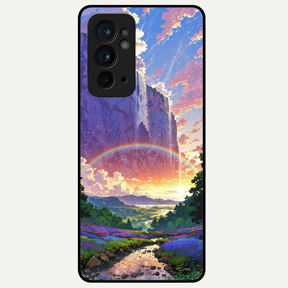  Rainbow Valley Dream Glass Case For OnePlus 9RT back cover – full design glossy printed glass finish