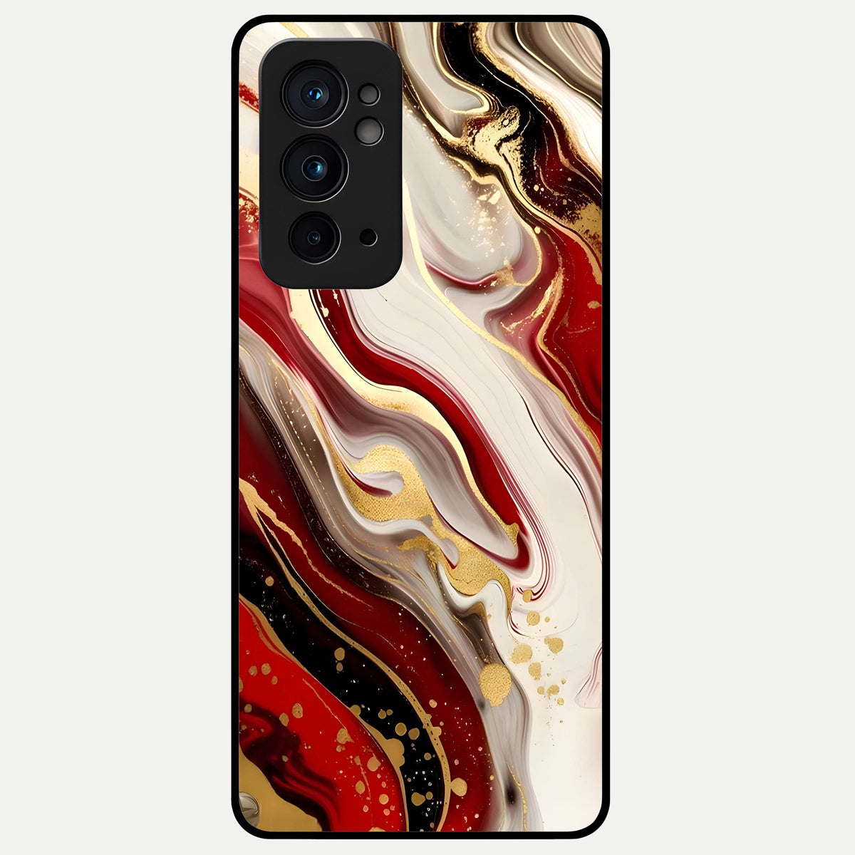  Red And White Marble Glass Case For OnePlus 9RT back cover – full design glossy printed glass finish