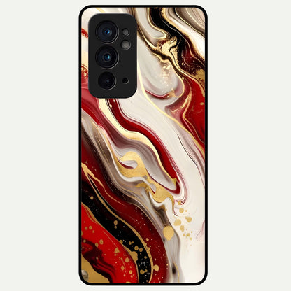  Red And White Marble Glass Case For OnePlus 9RT back cover – full design glossy printed glass finish