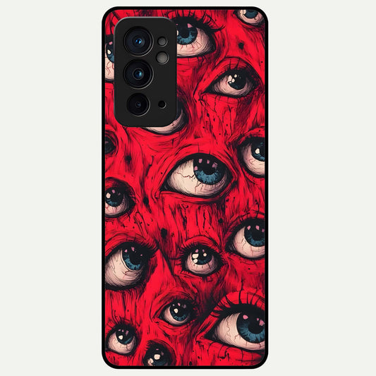  Red Eyes Pattern Glass Case For OnePlus 9RT back cover – full design glossy printed glass finish