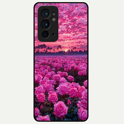 Rose Sunset Valley Glass Case For OnePlus 9RT back cover – full design glossy printed glass finish