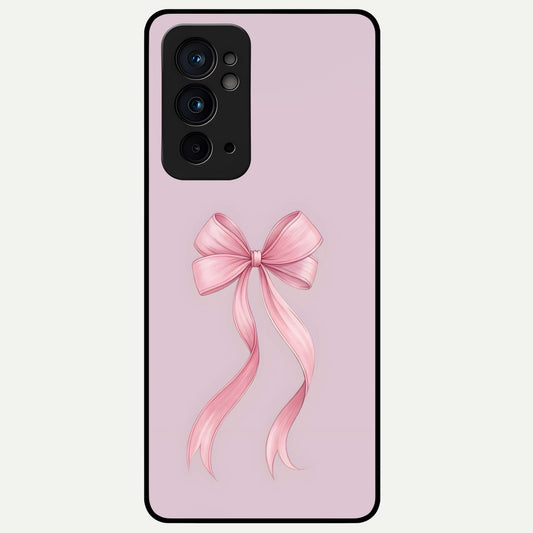  Soft Blush Bow Glass Case For OnePlus 9RT back cover – full design glossy printed glass finish