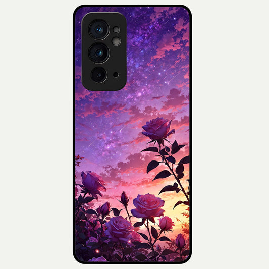  Starlit Rose Twilight Glass Case For OnePlus 9RT back cover – full design glossy printed glass finish