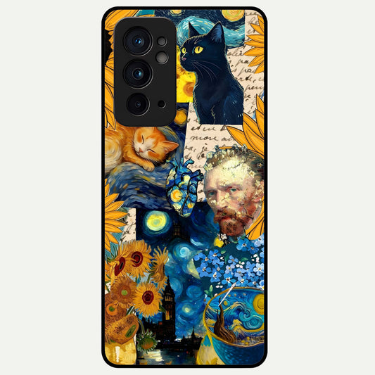  Sunflower Chic Mood Custom Name Glass Case For OnePlus 9RT back cover – full design glossy printed glass finish
