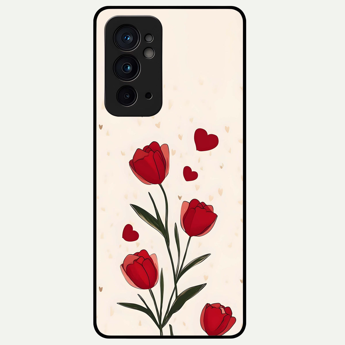  Tulip With Heart Glass Case For OnePlus 9RT back cover – full design glossy printed glass finish