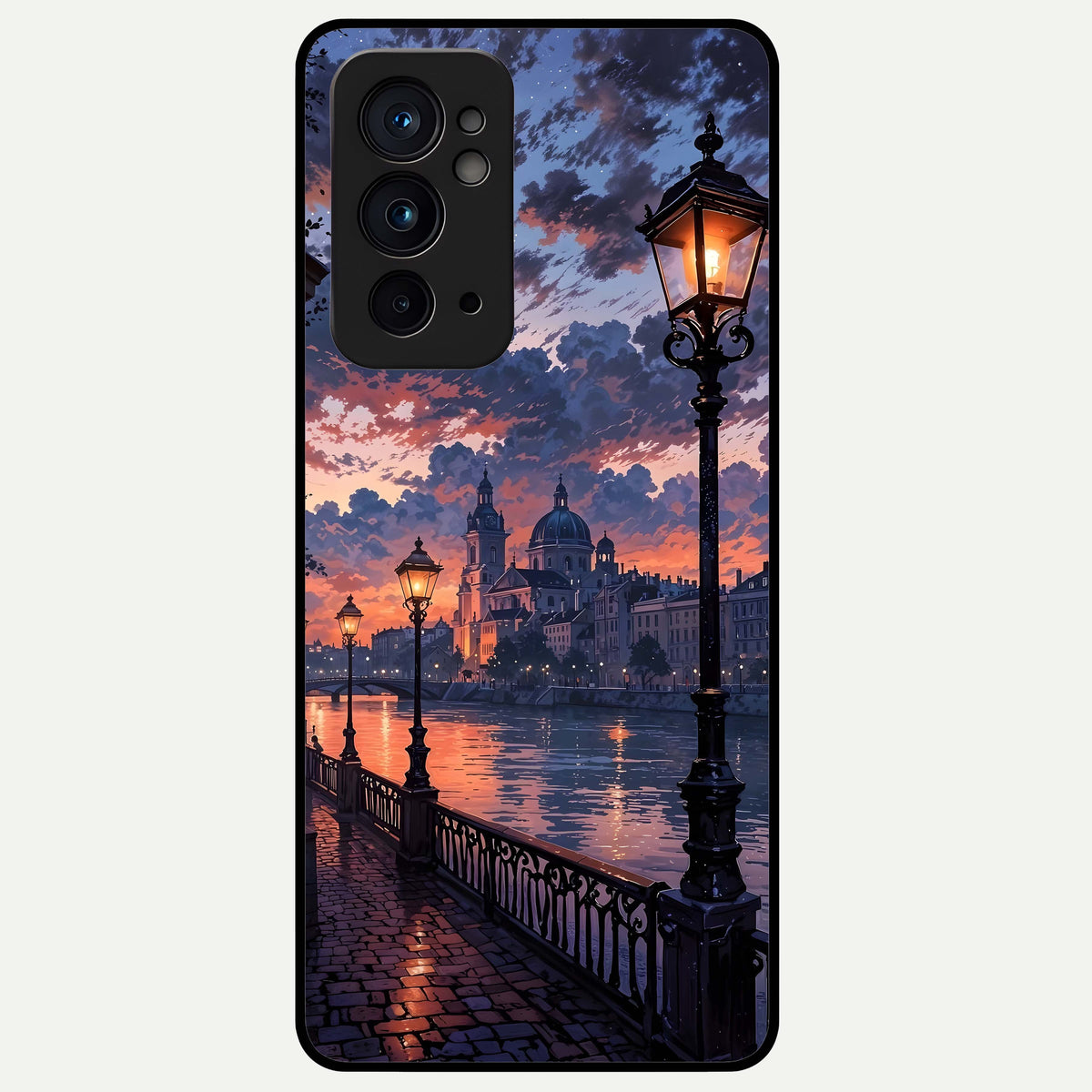  Twilight River Lights Glass Case For OnePlus 9RT back cover – full design glossy printed glass finish