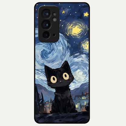  Van Gogh Cat Glass Case For OnePlus 9RT back cover – full design glossy printed glass finish