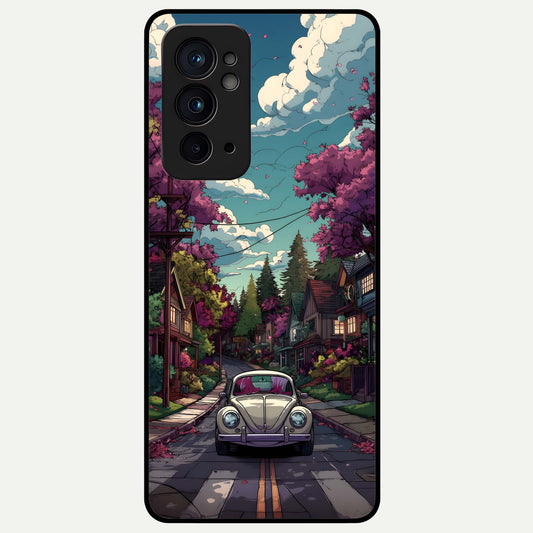  Vintage Street Drive Glass Case For OnePlus 9RT back cover – full design glossy printed glass finish
