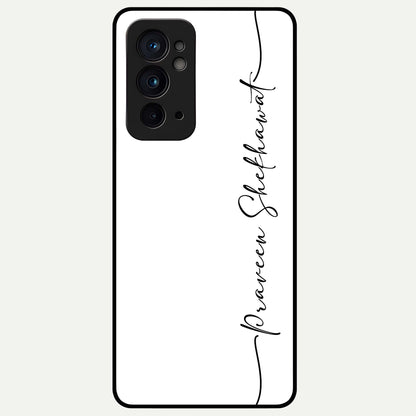  White Tune Custom Name Glass Case For OnePlus 9RT back cover – personalized glossy printed glass finish