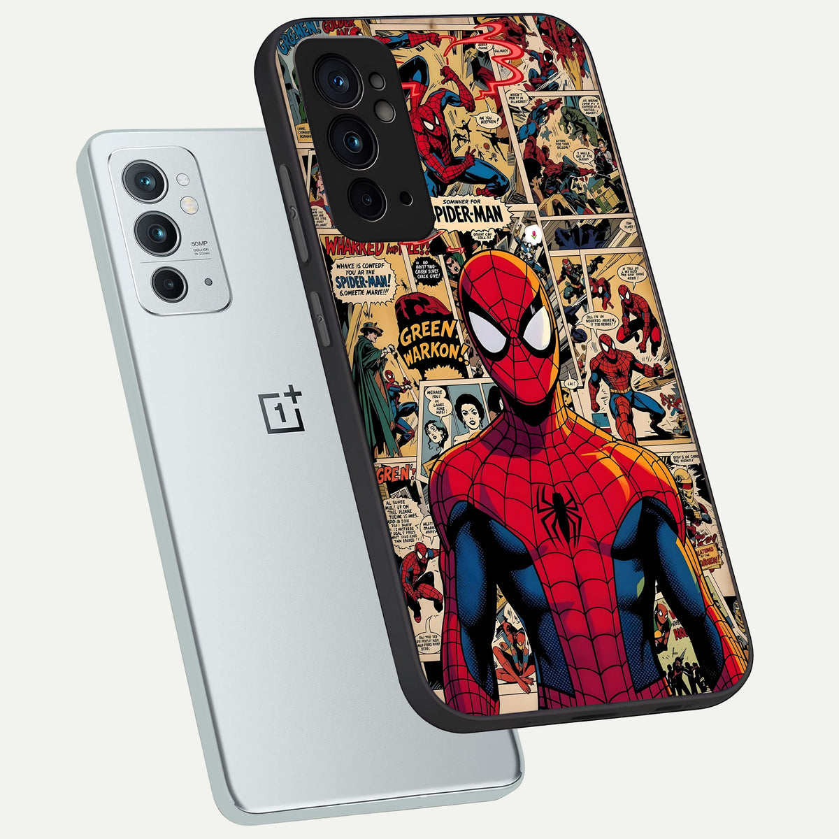  Aesthetic Spider phone case For OnePlus 9RT showing premium glass back cover with detailed artwork