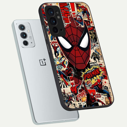  Aesthetic Wonder Spider phone case For OnePlus 9RT showing premium glass back cover with detailed artwork
