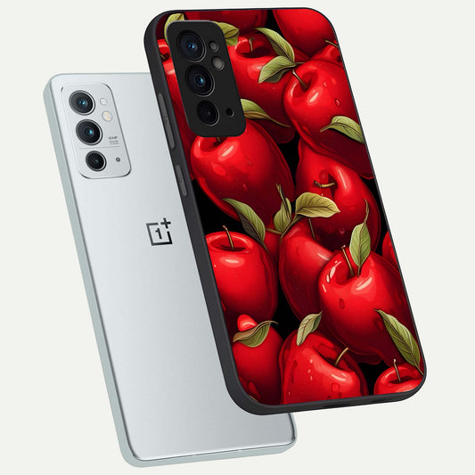  Apple Pattern phone case For OnePlus 9RT showing premium glass back cover with detailed artwork