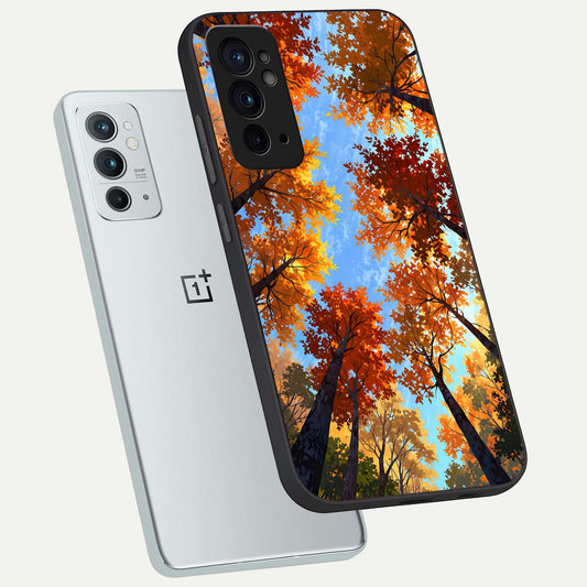  Autumn Sky Rise phone case For OnePlus 9RT showing premium glass back cover with detailed artwork