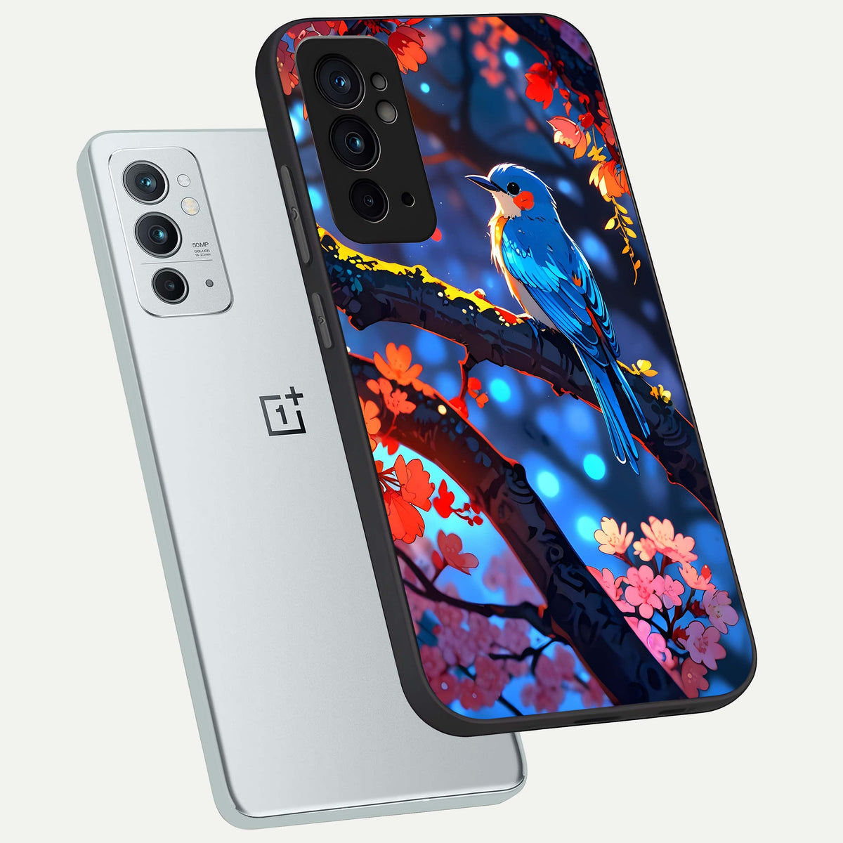  Blooming Water Drift phone case For OnePlus 9RT showing premium glass back cover with detailed artwork