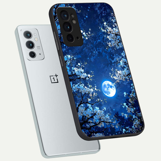  Blossom Moonlight Sky phone case For OnePlus 9RT showing premium glass back cover with detailed artwork