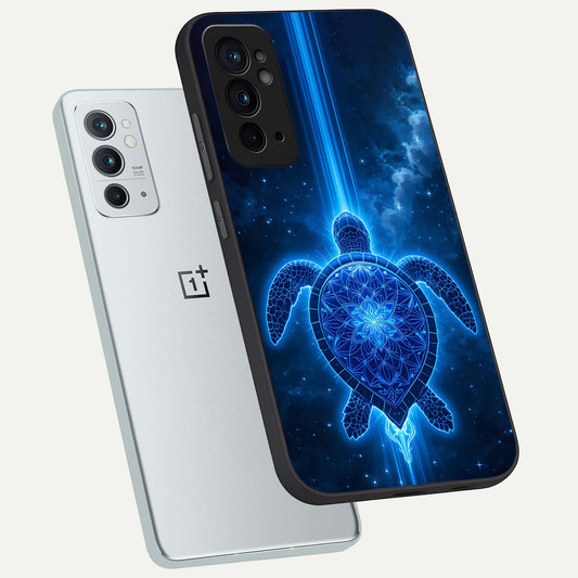  Blue Galaxy Turtle phone case For OnePlus 9RT showing premium glass back cover with detailed artwork