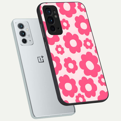  Blush Flower Pop phone case For OnePlus 9RT showing premium glass back cover with detailed artwork