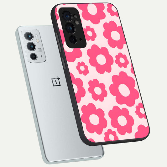  Blush Flower Pop phone case For OnePlus 9RT showing premium glass back cover with detailed artwork