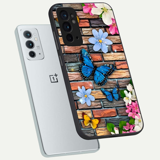  Brick Bloom Flight phone case For OnePlus 9RT showing premium glass back cover with detailed artwork