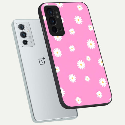  Bubblegum Daisy Pop phone case For OnePlus 9RT showing premium glass back cover with detailed artwork
