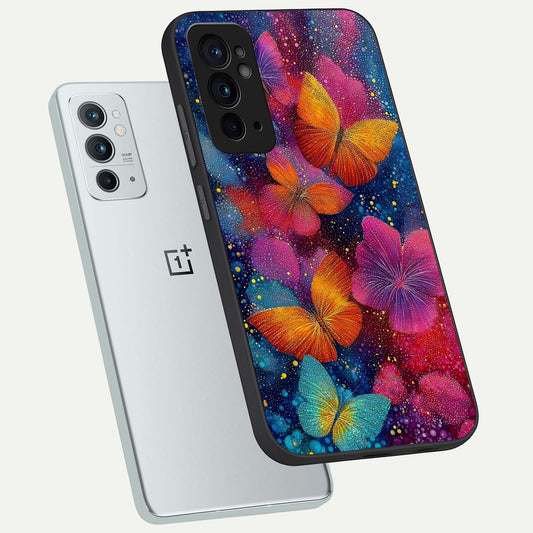 Butterfly Dream Mist phone case For OnePlus 9RT showing premium glass back cover with detailed artwork