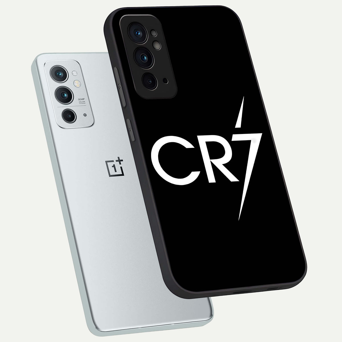  CR7 Elite Strike phone case For OnePlus 9RT showing premium glass back cover with detailed artwork