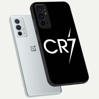  CR7 Elite Strike phone case For OnePlus 9RT showing premium glass back cover with detailed artwork