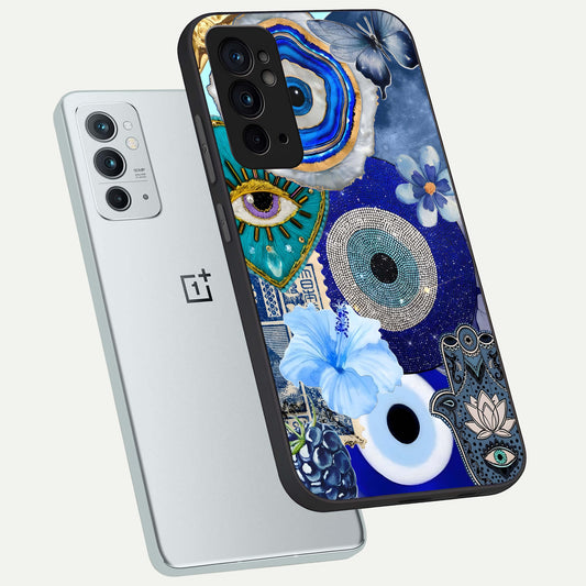  Celestial Blue Vision phone case For OnePlus 9RT showing premium glass back cover with detailed artwork
