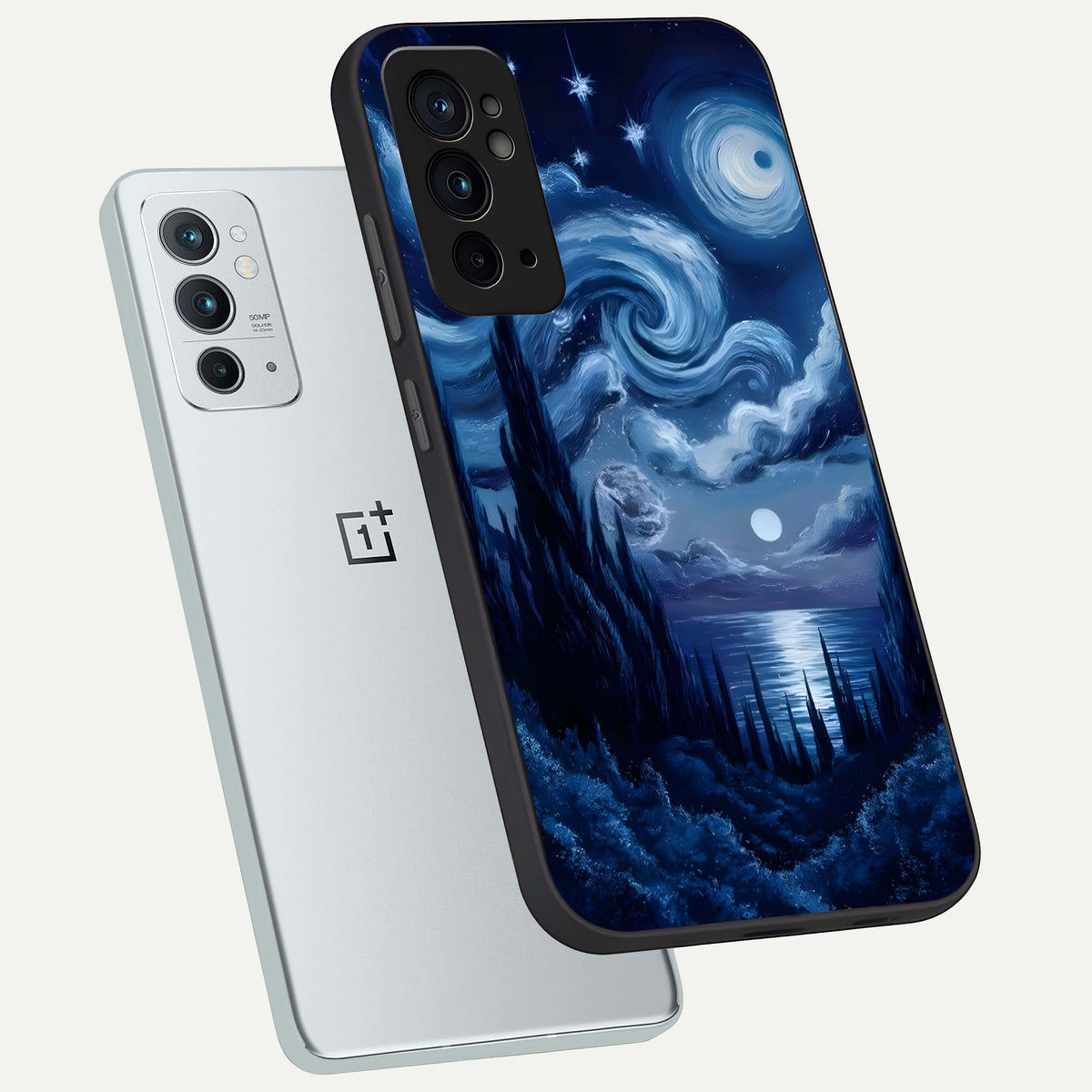  Celestial Dream Van Gogh phone case For OnePlus 9RT showing premium glass back cover with detailed artwork