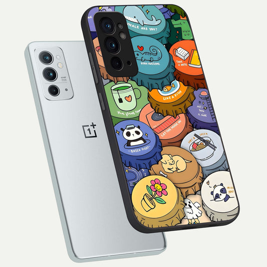  Coins Patterns phone case For OnePlus 9RT showing premium glass back cover with detailed artwork