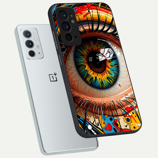  Colorful Eye phone case For OnePlus 9RT showing premium glass back cover with detailed artwork
