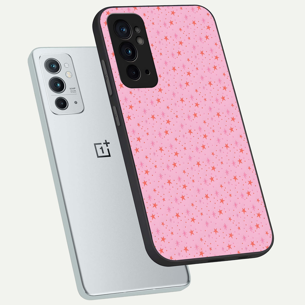  Cosmic Pink Sparkle phone case For OnePlus 9RT showing premium glass back cover with detailed artwork
