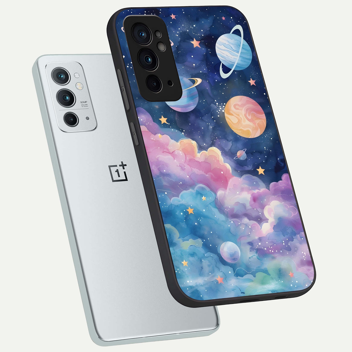  Cosmic Planet Dreams phone case For OnePlus 9RT showing premium glass back cover with detailed artwork