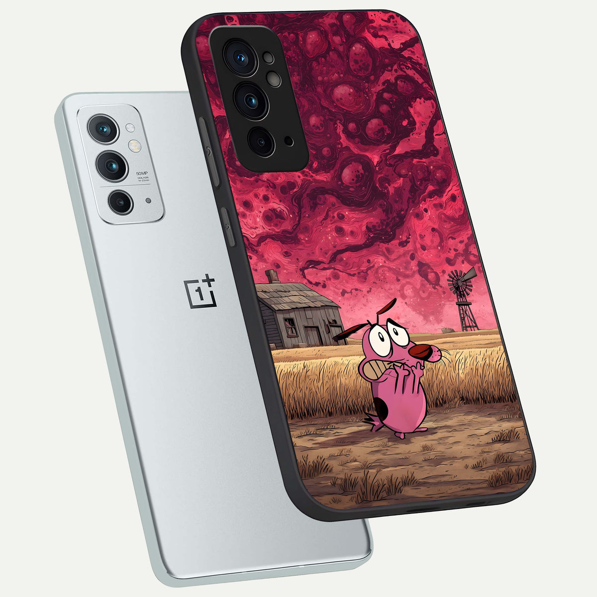  Courage Under Sky phone case For OnePlus 9RT showing premium glass back cover with detailed artwork
