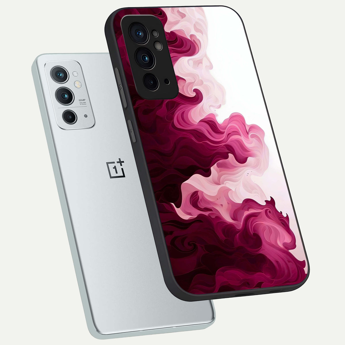  Crimson Wave Flow phone case For OnePlus 9RT showing premium glass back cover with detailed artwork