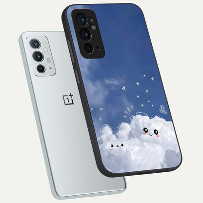  Cute Blossom Cloud phone case For OnePlus 9RT showing premium glass back cover with detailed artwork
