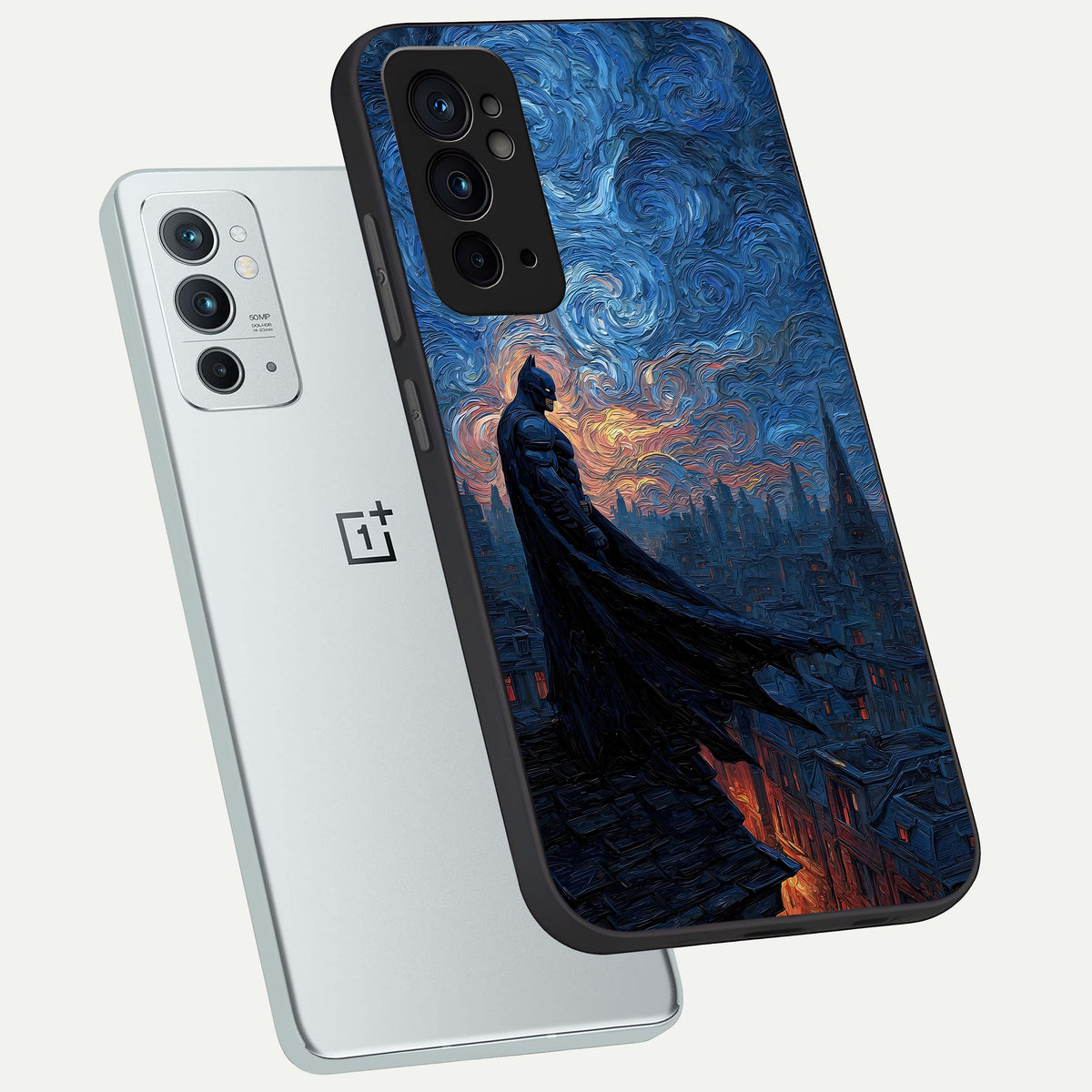  Dark Knight Dusk phone case For OnePlus 9RT showing premium glass back cover with detailed artwork