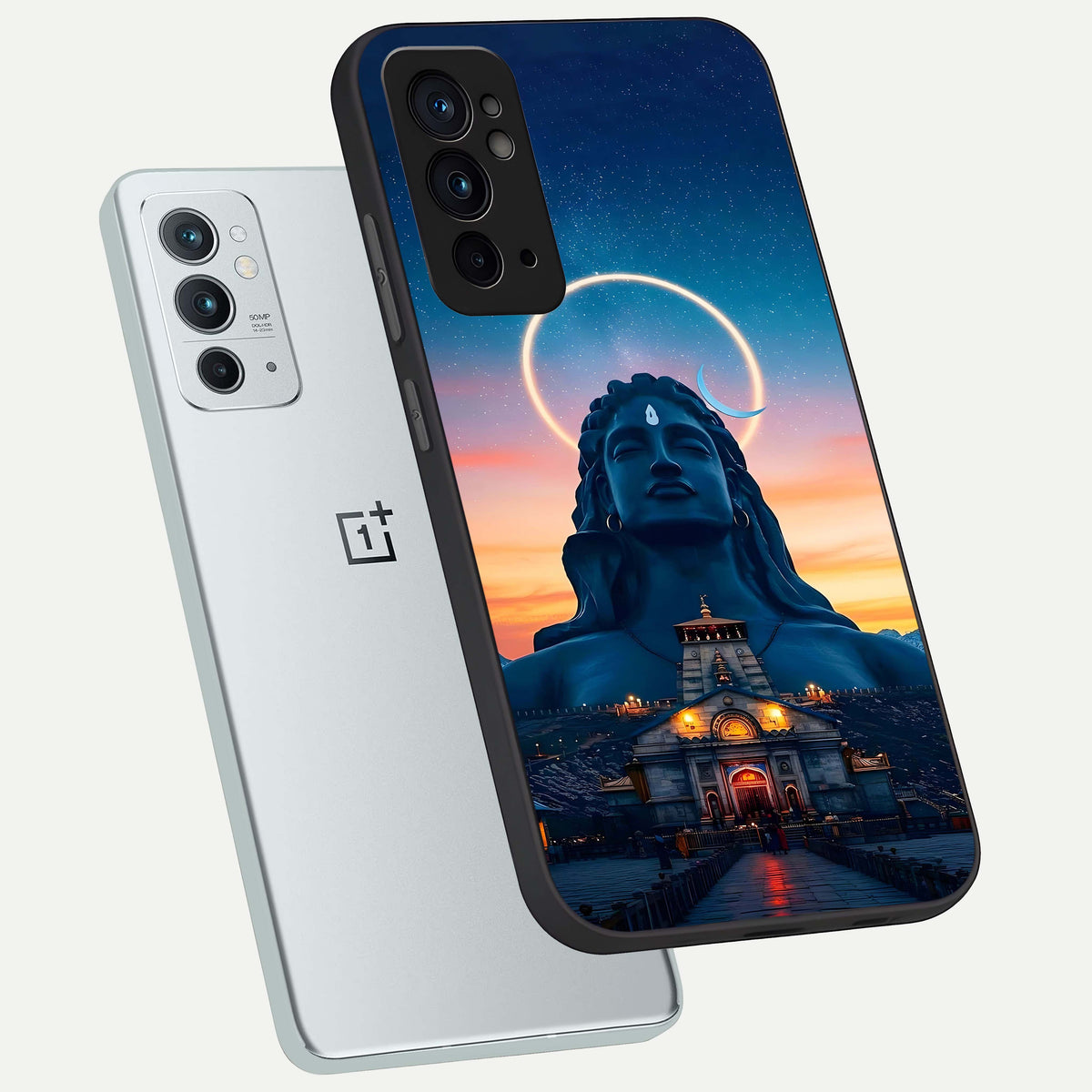  Eternal Shiva Aura phone case For OnePlus 9RT showing premium glass back cover with detailed artwork