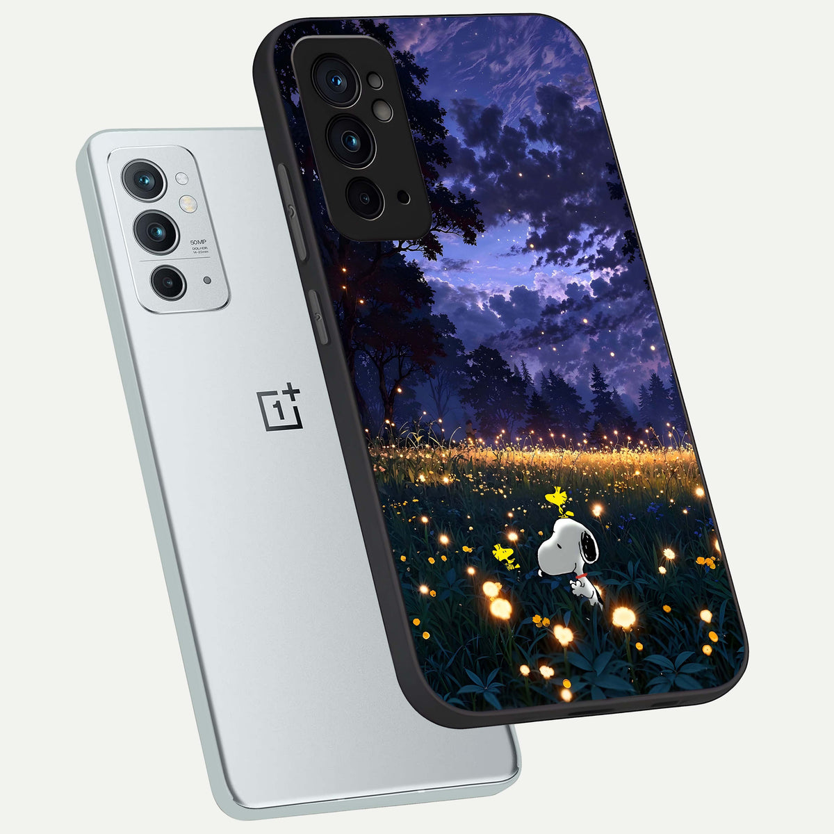  Firefly Meadow Magic phone case For OnePlus 9RT showing premium glass back cover with detailed artwork