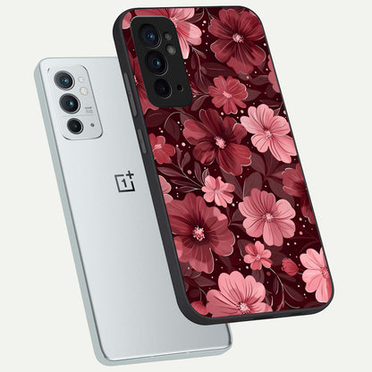 Flower Blush Bloom phone case For OnePlus 9RT showing premium glass back cover with detailed artwork